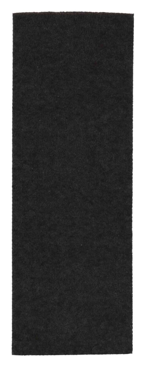 Rechteckiges schwarzes Textilstück in gleichmäßiger Farbe und glatter Oberfläche.