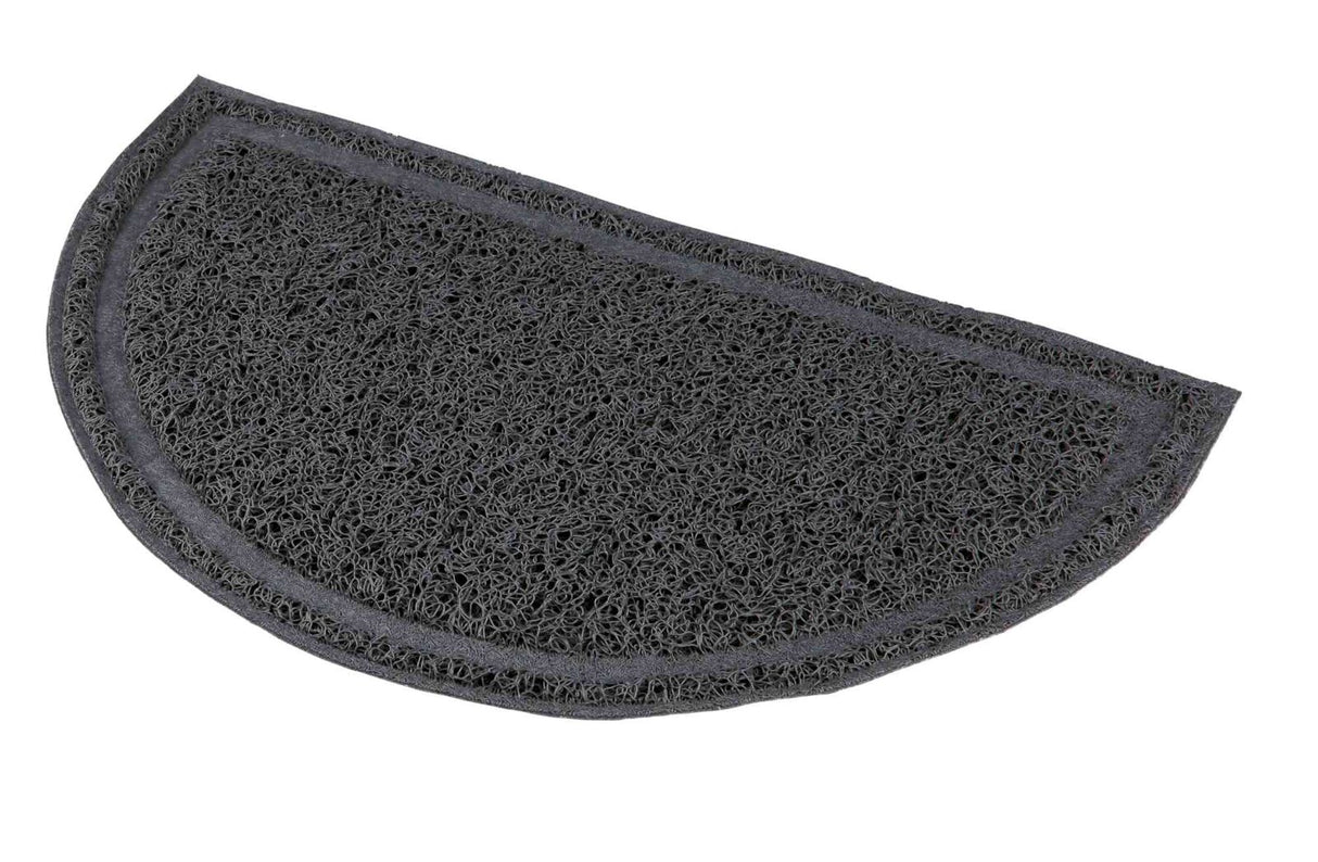 Halbrunde, schwarze Matte mit strukturierter Oberfläche, ohne sichtbaren Text oder Anzeichen von Nutzung.