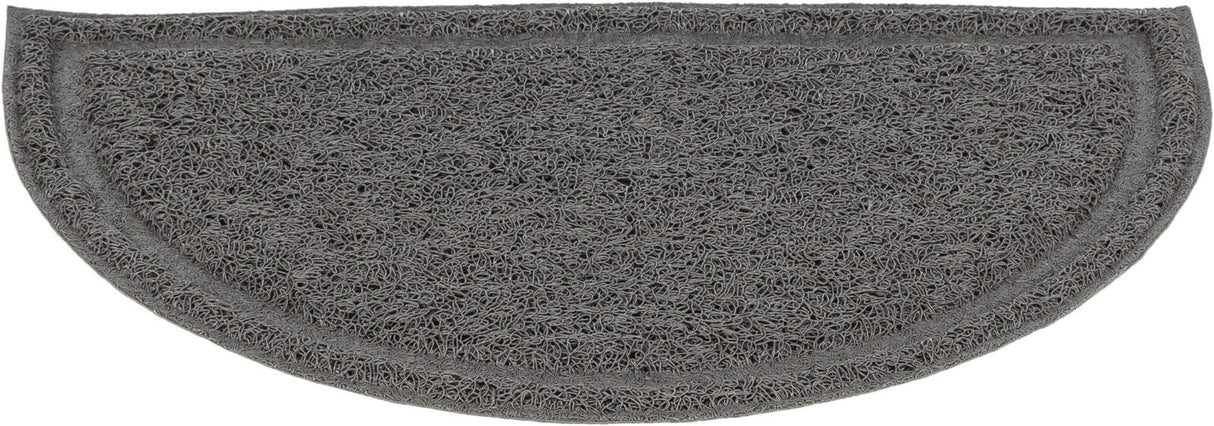 Halbkreisförmige graue Matte mit strukturierter, verschlungener Oberfläche.