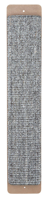 Längliche braune Tafel mit silber-grauer, grob gewebter Oberfläche, die von einem Kartonrand eingefasst ist.