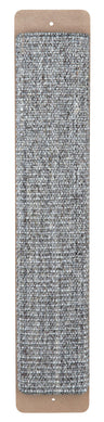 Längliche braune Tafel mit silber-grauer, grob gewebter Oberfläche, die von einem Kartonrand eingefasst ist.