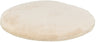 Beige, rundes, flauschiges Kissen in Nahaufnahme, ohne sichtbare Details oder Muster.