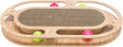 Holzspielzeug mit ovaler Form, mittigem Kratzmaterial und bunten Bällen in Schienen ringsum.