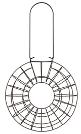 Runder, schwarzer Metallrahmen mit einem Haken oben, segmentiert in gleichmäßige Abschnitte.