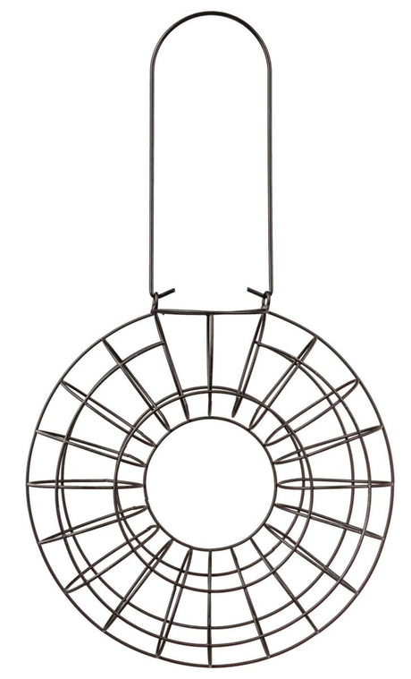 Runder, schwarzer Metallrahmen mit einem Haken oben, segmentiert in gleichmäßige Abschnitte.