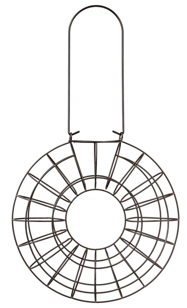 Runder, schwarzer Metallrahmen mit einem Haken oben, segmentiert in gleichmäßige Abschnitte.