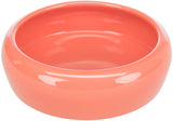 Runde, orange Schüssel mit glänzender Oberfläche.