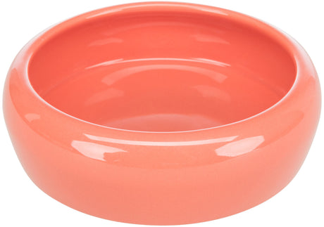 Runde, orange Schüssel mit glänzender Oberfläche.