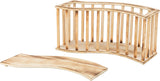 Holzkorb mit abnehmbarem Deckel in natürlicher Holzmaserung, Form rechteckig mit wellenförmigen Kanten.