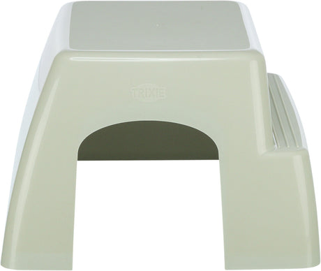 Beigefarbenes, plastisches Objekt mit rechteckiger Oberseite und gewölbtem Durchgang, Markenname "TRIXIE" erkennbar.