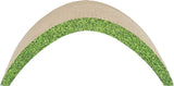 Gebogener Streifen mit texturierter beige Oberfläche und grünem grasähnlichem Muster auf der Unterseite.