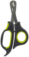 Schwarze und gelbe Nagelschere mit gebogener Klinge und ergonomischem Griff, geeignet für präzises Schneiden.