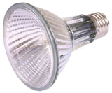 Silberfarbene, geriffelte Glühlampe mit E27-Sockel, gezeigt in Nahaufnahme und leicht seitlicher Perspektive.
