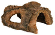 Hohle Baumstamm-Dekoration mit rauer, natürlicher Holzstruktur und dunkler Öffnung auf weißem Hintergrund.