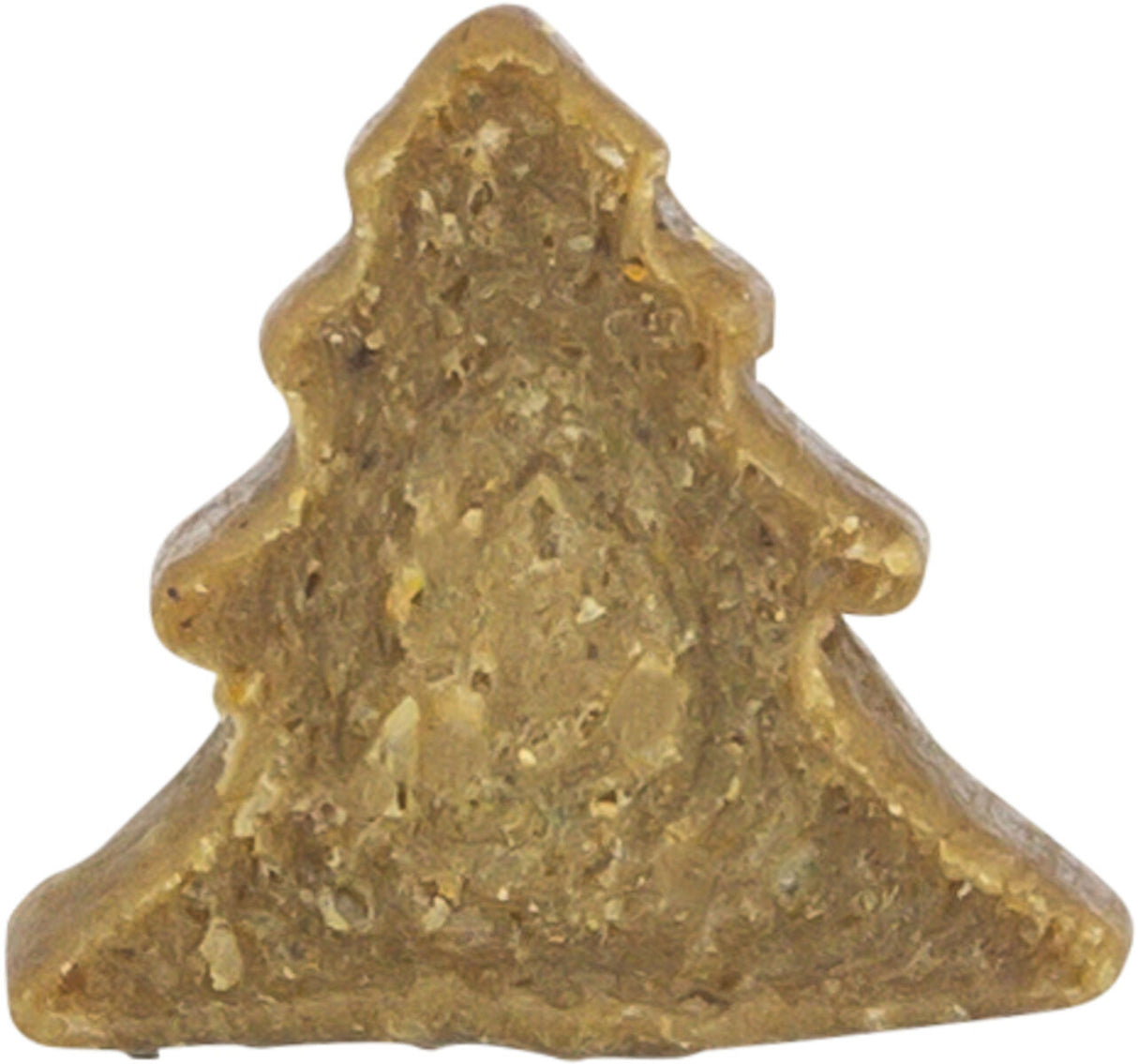 Braune, dreieckige, baumförmige Figur mit unregelmäßiger Oberfläche.
