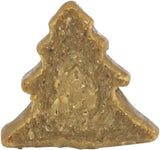 Braune, dreieckige, baumförmige Figur mit unregelmäßiger Oberfläche.
