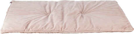 Rechteckiges, gepolstertes Kissen in hellem Rosa mit vier sichtbaren Nähten auf der Oberfläche.