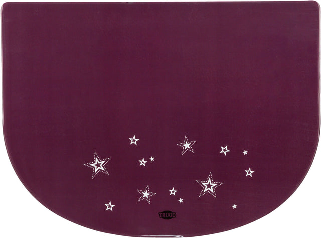 Rechteckige, dunkelrote Matte mit weißen Sternmotiven und schwarzem Logo "Trixie" unten.