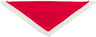 Rotes dreieckiges Tuch mit weißem, flauschigem Rand.