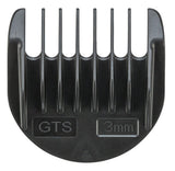 Schwarz-grauer Kammaufsatz mit der Aufschrift "GTS 3mm", geeignet für Haarschneidemaschinen.