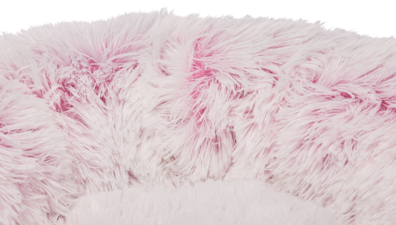 Weiches, flauschiges Textilmaterial in Rosa und Weiß.