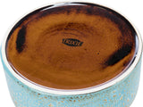 Keramikschale mit braunem Innenbereich und türkisem, gesprenkeltem Außenrand, Markenname "TRIXIE" sichtbar.